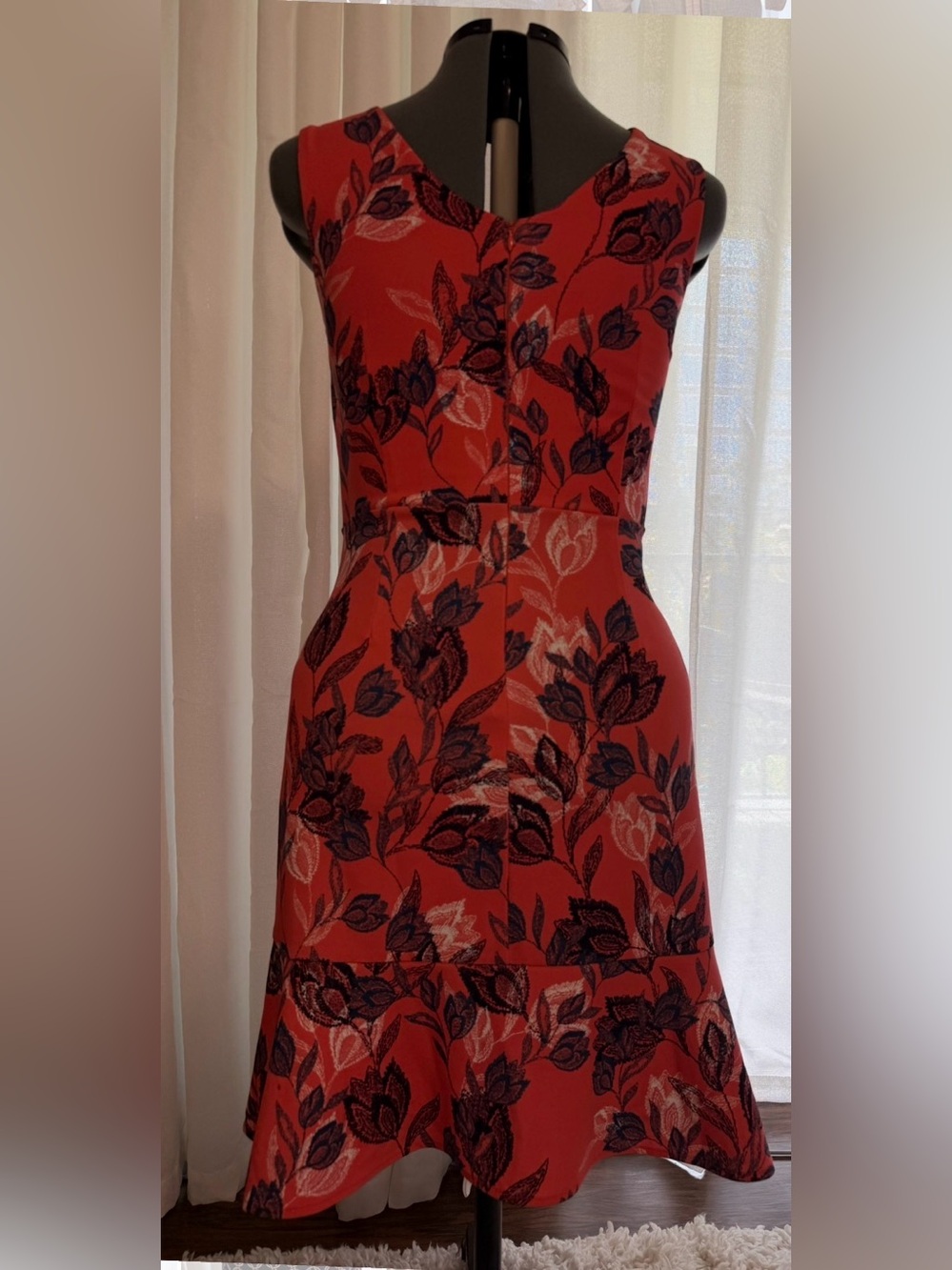 Banana Republic Red and Black Floral Midi Dress
